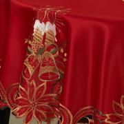 Toalha de Mesa Natal com Bordado Richelieu Redonda 180cm - Noite Feliz Vermelho - Dui Design