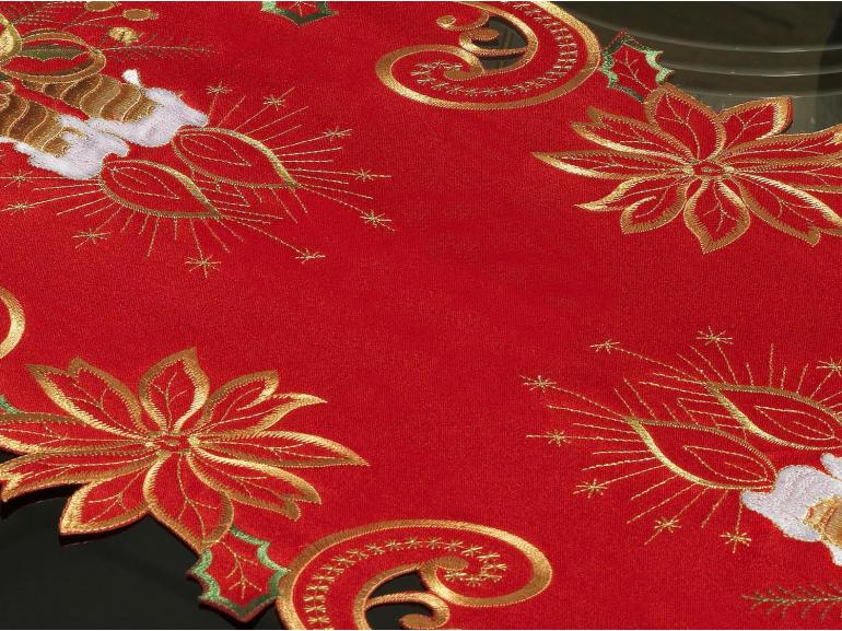 Trilho de Mesa Natal com Bordado Richelieu 40x85cm Avulso - Noite Feliz Vermelho - Dui Design
