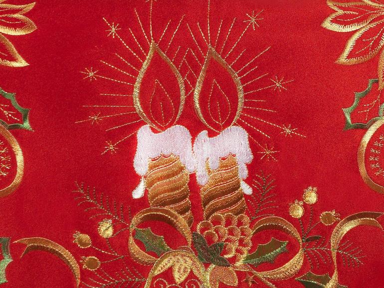 Trilho de Mesa Natal com Bordado Richelieu 45x170cm - Noite Feliz Vermelho - Dui Design