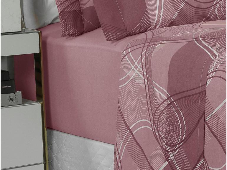 Jogo de Cama Casal Percal 200 fios - Normani Mauve - Dui Design