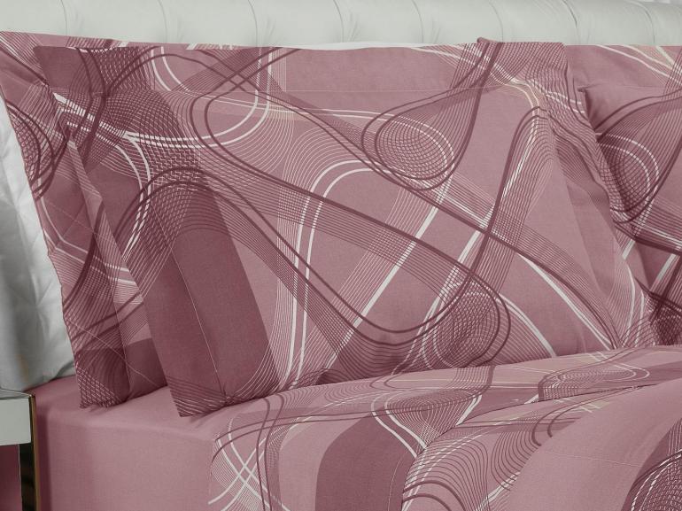 Jogo de Cama Casal Percal 200 fios - Normani Mauve - Dui Design