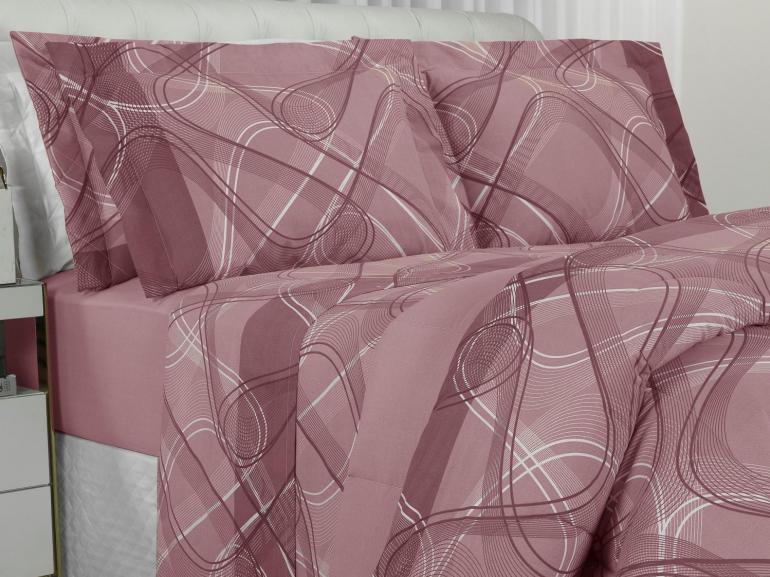 Jogo de Cama Casal Percal 200 fios - Normani Mauve - Dui Design
