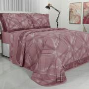 Kit: 1 Cobre-leito Casal + 2 Porta-travesseiros Percal 200 fios - Normani Mauve - Dui Design