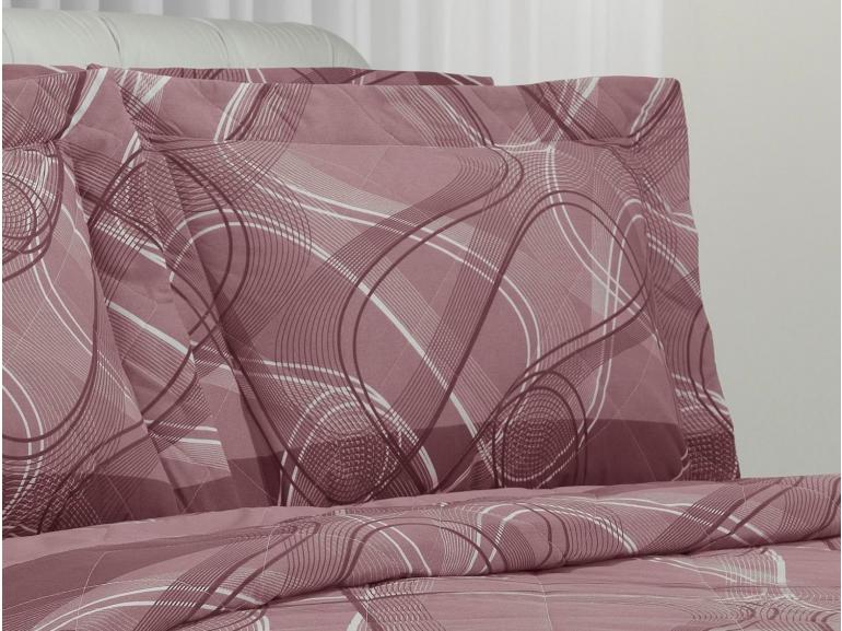 Kit: 1 Cobre-leito Casal + 2 Porta-travesseiros Percal 200 fios - Normani Mauve - Dui Design