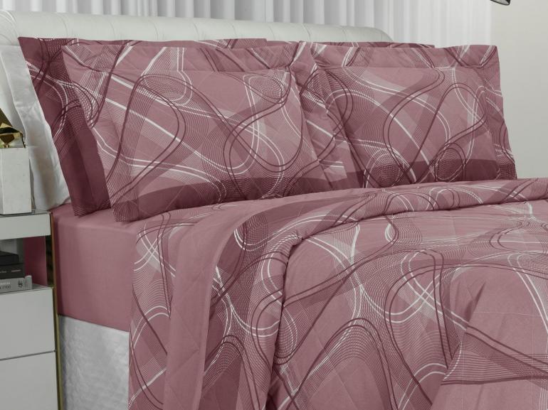 Edredom Casal Percal 200 fios - Normani Mauve - Dui Design