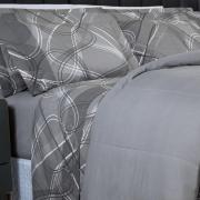 Jogo de Cama Queen Percal 200 fios - Normani Cinza - Dui Design