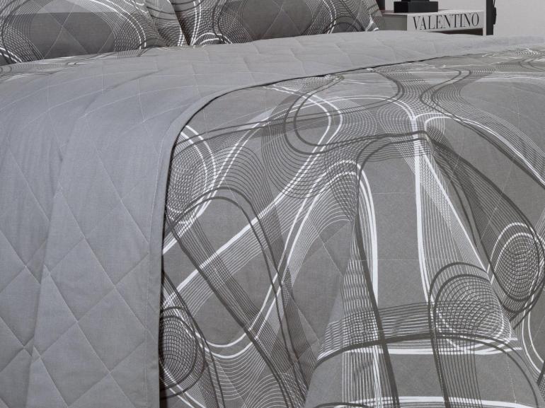 Kit: 1 Cobre-leito King + 2 Porta-travesseiros Percal 200 fios - Normani Cinza - Dui Design