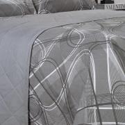 Kit: 1 Cobre-leito King + 2 Porta-travesseiros Percal 200 fios - Normani Cinza - Dui Design