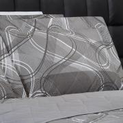 Kit: 1 Cobre-leito King + 2 Porta-travesseiros Percal 200 fios - Normani Cinza - Dui Design