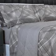 Kit: 1 Cobre-leito King + 2 Porta-travesseiros Percal 200 fios - Normani Cinza - Dui Design