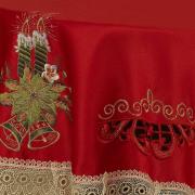 Toalha de Mesa Natal com Bordado Richelieu Redonda 180cm - Nostalgia Vermelho - Dui Design