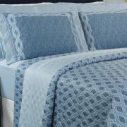 Kit: 1 Cobre-leito Queen + 2 porta-travesseiros Cetim 300 fios - Notorious Azul - Dui Design