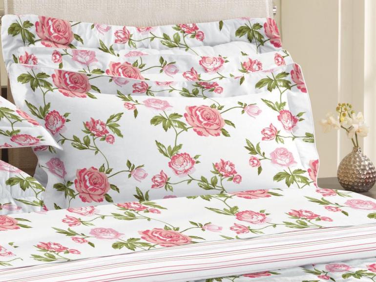 Jogo de Cama Solteiro 150 fios 100% Algodo - Olivia - Teka