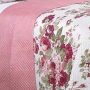 Kit: 1 Cobre-leito Queen Bouti de Microfibra Ultrasonic Estampada + 2 Porta-travesseiros - Olvia Rosa - Dui Design