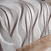Kit: 1 Cobre-leito King Bouti de Microfibra Ultrasonic Estampada + 2 Porta-travesseiros - Onda Taupe - Dui Design