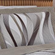Kit: 1 Cobre-leito King Bouti de Microfibra Ultrasonic Estampada + 2 Porta-travesseiros - Onda Taupe - Dui Design