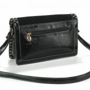Bolsa Lateral com Detalhes em Couro Natural - Onix Preto - Velina Fabbiano