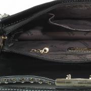 Bolsa Lateral com Detalhes em Couro Natural - Onix Preto - Velina Fabbiano