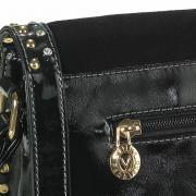 Bolsa Lateral com Detalhes em Couro Natural - Onix Preto - Velina Fabbiano