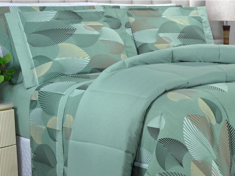 Enxoval King com Edredom 5 pe�as 150 fios - Organi Confrei - Dui Design