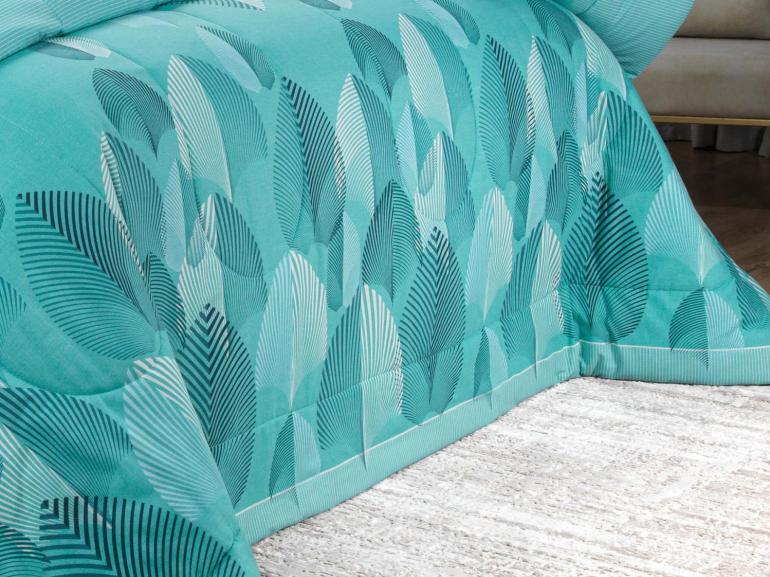 Jogo de Cama King 150 fios - Organi Turquesa - Dui Design