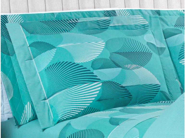 Jogo de Cama King 150 fios - Organi Turquesa - Dui Design