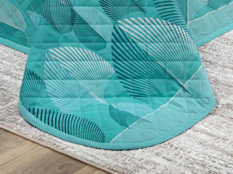 Enxoval Queen com Cobre-leito 7 peas 150 fios - Organi Turquesa - Dui Design