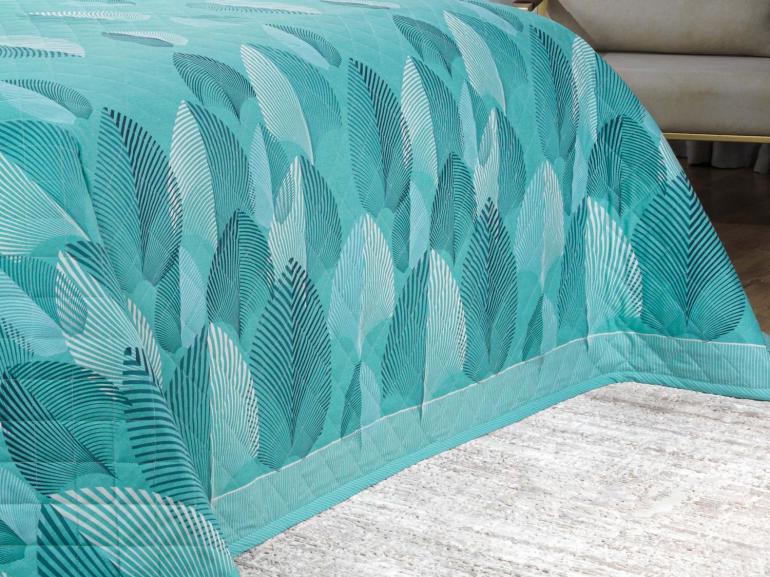 Enxoval Queen com Cobre-leito 7 peas 150 fios - Organi Turquesa - Dui Design