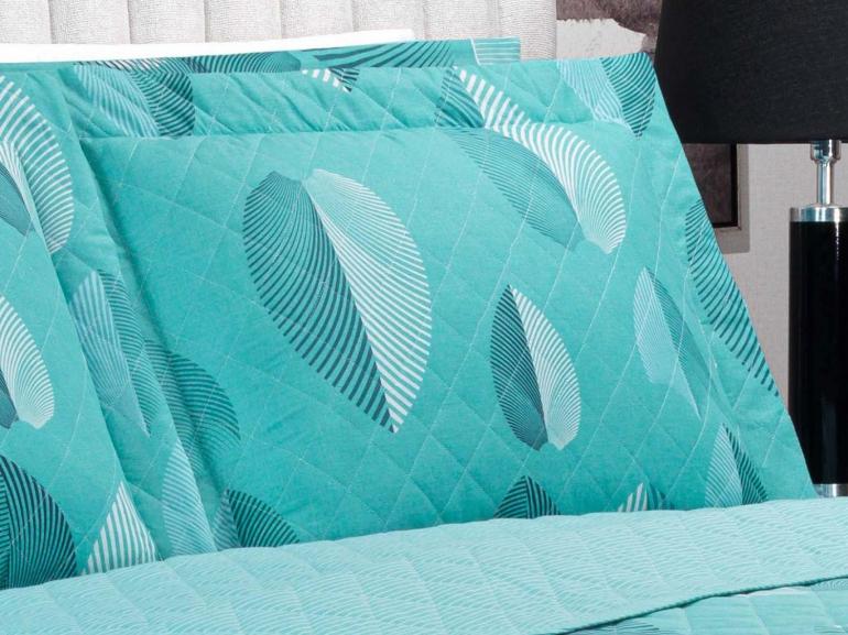 Enxoval Queen com Cobre-leito 7 peas 150 fios - Organi Turquesa - Dui Design