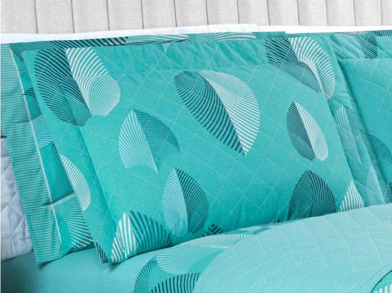 Enxoval Queen com Cobre-leito 7 peas 150 fios - Organi Turquesa - Dui Design
