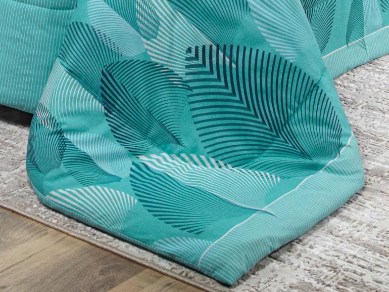 Enxoval Queen com Edredom 5 peas 150 fios - Organi Turquesa - Dui Design