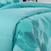 Enxoval Queen com Edredom 5 peas 150 fios - Organi Turquesa - Dui Design