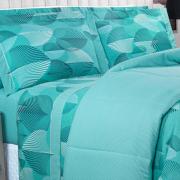 Enxoval Queen com Edredom 5 peas 150 fios - Organi Turquesa - Dui Design