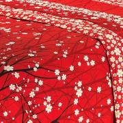 Kit: 1 Cobre-leito Queen + 2 Portas-travesseiro 150 fios 100% Algodo - Orient Vermelho - Dui Design