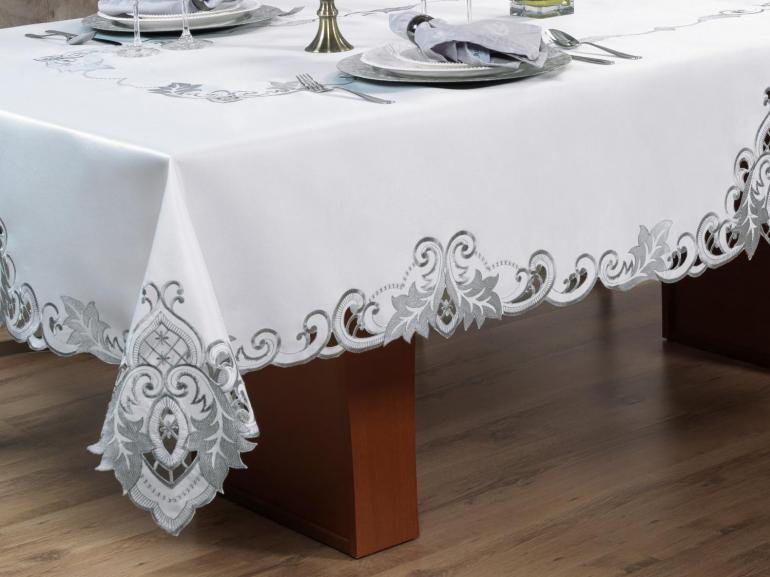 Toalha de Mesa com Bordado Richelieu Quadrada 4 Lugares 160x160cm - Orion Natural - Dui Design