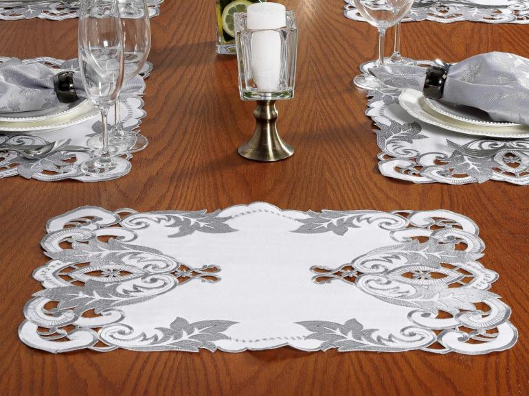 Jogo Americano  4 Lugares (4 peas) com Bordado Richelieu 35x50cm - Orion Natural - Dui Design