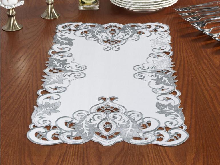 Trilho de Mesa com Bordado Richelieu 40x85cm Avulso - Orion Natural - Dui Design