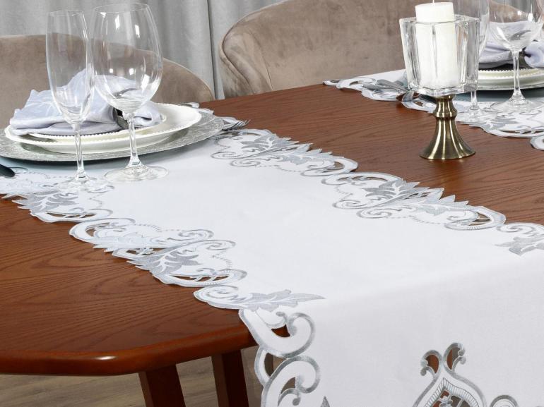 Trilho de Mesa com Bordado Richelieu 45x170cm Avulso - Orion Natural - Dui Design