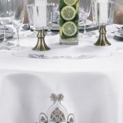 Toalha de Mesa com Bordado Richelieu Redonda 175cm - Orion Natural - Dui Design