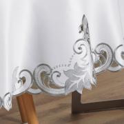 Toalha de Mesa com Bordado Richelieu Redonda 175cm - Orion Natural - Dui Design