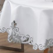 Toalha de Mesa com Bordado Richelieu Redonda 175cm - Orion Natural - Dui Design