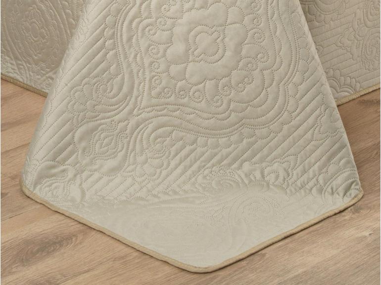 Kit: 1 Cobre-leito Solteiro Bouti de Microfibra Ultrasonic + 1 Porta-travesseiro - Ornare Creme - Dui Design