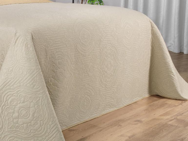 Kit: 1 Cobre-leito Solteiro Bouti de Microfibra Ultrasonic + 1 Porta-travesseiro - Ornare Creme - Dui Design