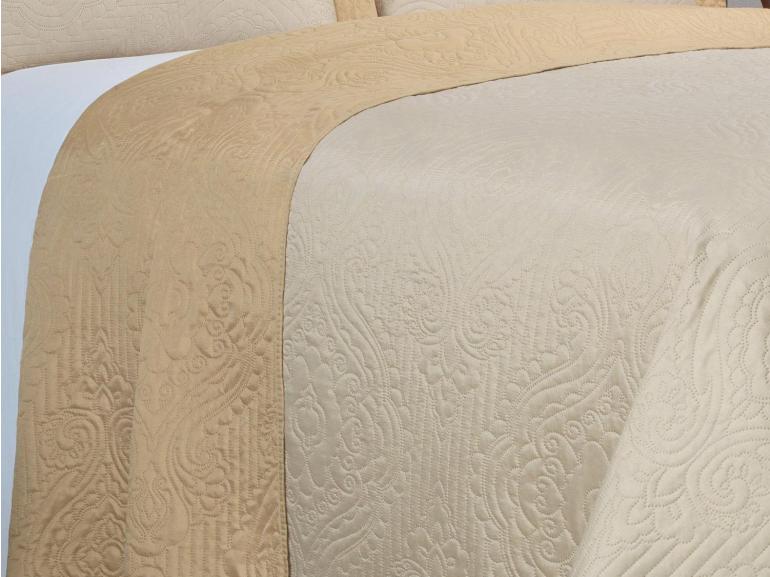 Kit: 1 Cobre-leito Solteiro Bouti de Microfibra Ultrasonic + 1 Porta-travesseiro - Ornare Creme - Dui Design