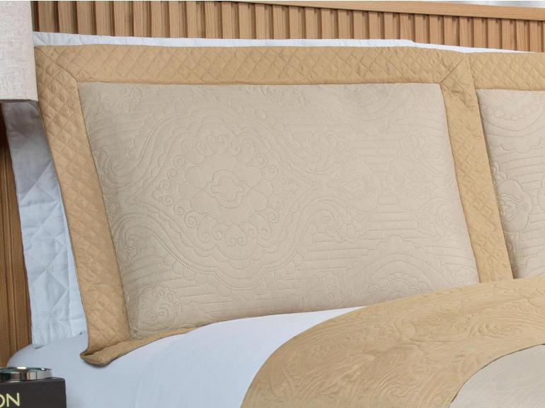 Kit: 1 Cobre-leito Solteiro Bouti de Microfibra Ultrasonic + 1 Porta-travesseiro - Ornare Creme - Dui Design
