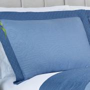 Kit: 1 Cobre-leito Casal Bouti de Microfibra Ultrasonic  + 2 Porta-travesseiros - Ornare Azul Sky - Dui Design