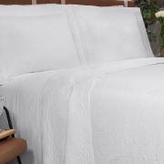 Kit: 1 Cobre-leito Queen Bouti de Microfibra Ultrasonic  + 2 Porta-travesseiros - Ornare Branco - Dui Design