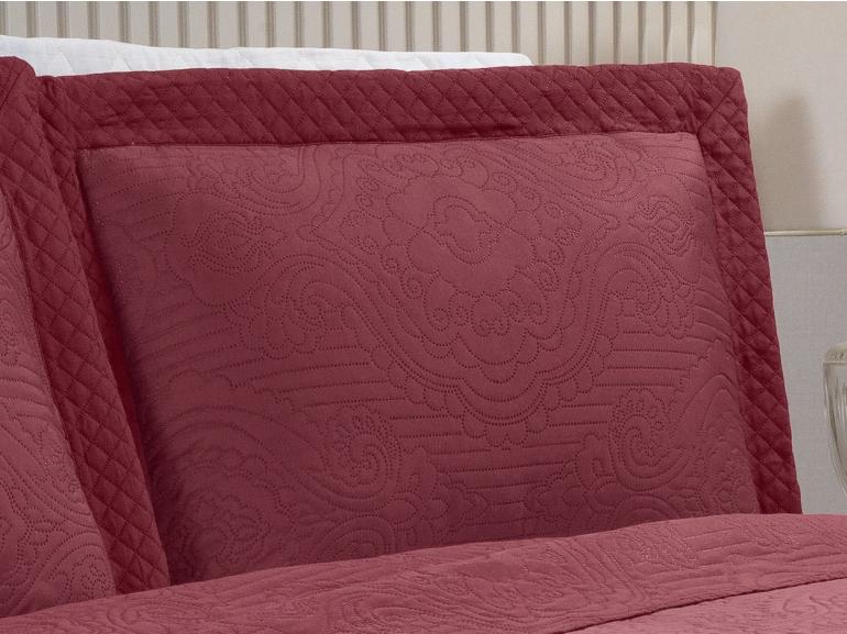 Kit: 1 Cobre-leito Queen Bouti de Microfibra Ultrasonic  + 2 Porta-travesseiros - Ornare Rosa Barroque - Dui Design