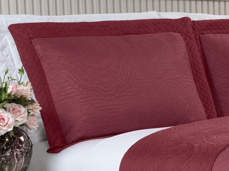 Kit: 1 Cobre-leito Queen Bouti de Microfibra Ultrasonic  + 2 Porta-travesseiros - Ornare Rosa Barroque - Dui Design