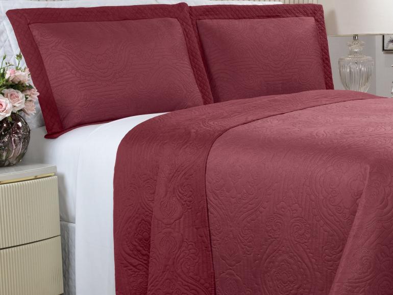 Kit: 1 Cobre-leito Queen Bouti de Microfibra Ultrasonic  + 2 Porta-travesseiros - Ornare Rosa Barroque - Dui Design